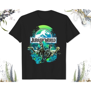 เสื้อยืดพิมพ์ลายแฟชั่น เสื้อยืด พิมพ์ลาย Jurassic World Jungle Velociraptor Attack เหมาะกับของขวัญวันเกิด สําหรับผู้ใหญ่