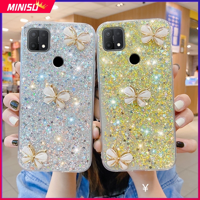 ปลอกสําหรับ Xiaomi Redmi 14C 13C 12 12C 10 10C 10A 9 9A 9C 9T หมายเหตุ 13 Pro 3D ผีเสื้อ Glitter เลื่อมซิลิโคนนุ่มกลับกรณี