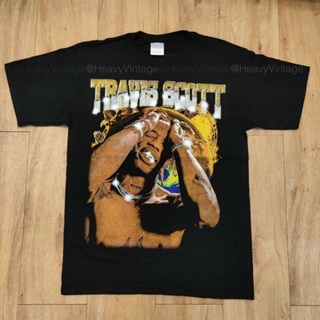 เสื้อยืดผ้าฝ้าย [Hanes ]TRAVIS SCOTT RAPPER HIPHOP เสื้อวง เสื้อทัวร์ สกรีนคมชัด