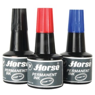 Horse(ตราม้า) หมึกเติมแท่นประทับกันน้ำ ปริมาณ 30 ซีซี สีดำ/น้ำเงิน/แดง