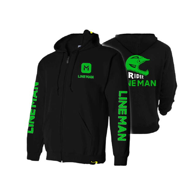 LINE MAN เสื้อฮู้ด ไลน์ แมน งานดี แฟชั่นโลโก้สีสด HOODIE แบบซิป สวม สกรีนแบบเฟล็ก PU สวยสดไม่แตกไม่ลอก ส่งด่วนทั่วไทย