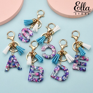 Ellastore123 พวงกุญแจอะคริลิคใส จี้ตัวอักษรสีม่วง 26 ตัวอักษร สําหรับตกแต่ง