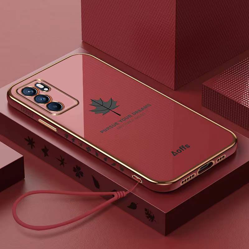 เคส oppo A16 เคสโทรศัพท์เคลือบด้วยไฟฟ้าขอบใบเมเปิ้ล - รูปที่ 3