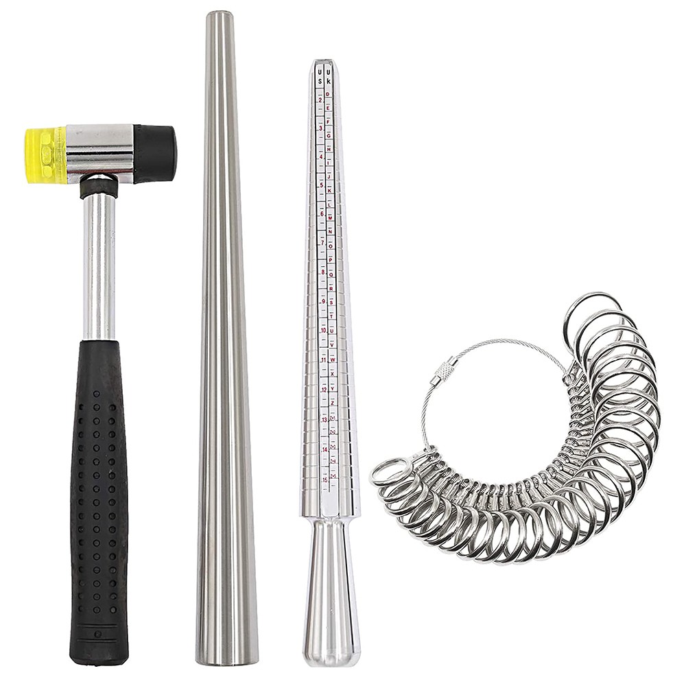 Measuring Stick Ring Size Gauge Double Heads Jewelry Rubber Hammer 27 pcs Ring Sizer Gauge Circle Models for Rings Making Repairing 3pcs Jewelry Tools 