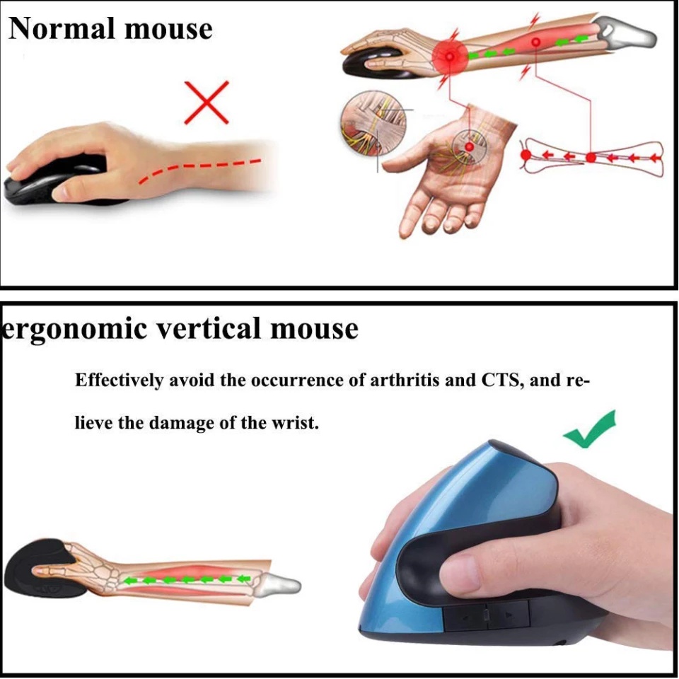 เมาส์เพื่อสุขภาพมือ #เมาส์แนวตั้ง 2.4G Wire Vertical USB 6 Keys Mouse Ergonomic Design Optical 2400DPI Mice #8
