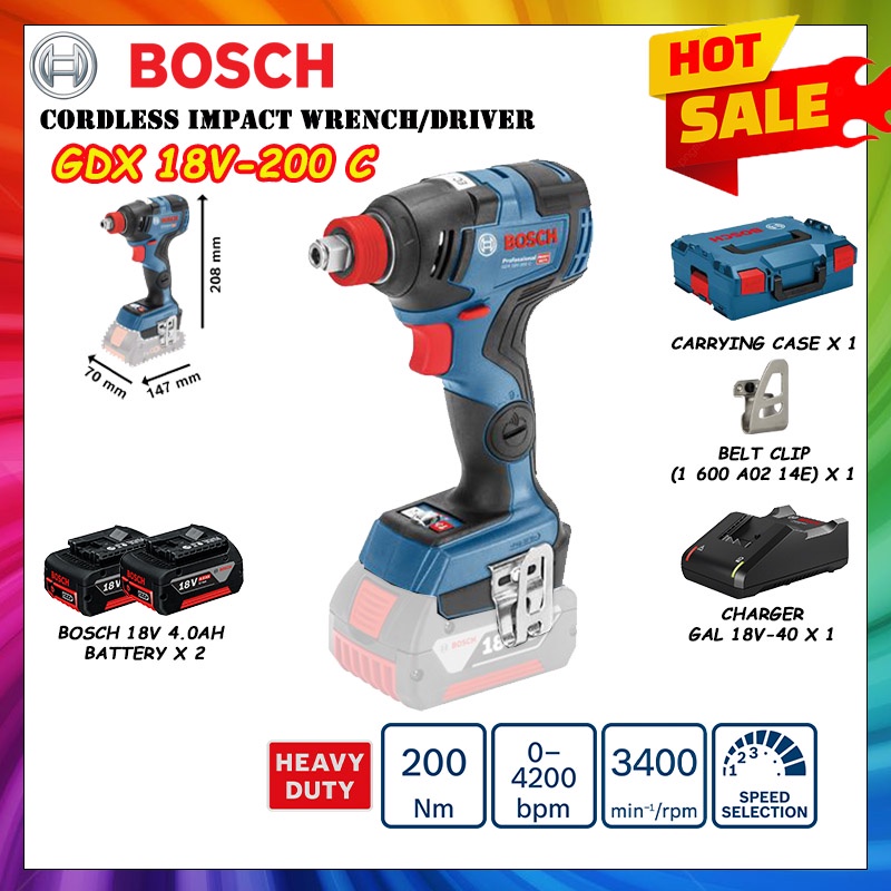 Bosch GDX 18V-200 C GDX18V-200C 18V ประแจผลกระทบไร้สาย