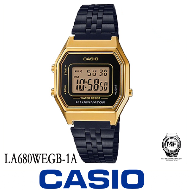 Casio นาฬิกาดิจิตอล  สายสเตนเลสสตีล รุ่น LA680WEGB-1ADF  ประกันศูนย์เซ็นทรัลCMG 1 ปี จากร้านM&amp;F888 B