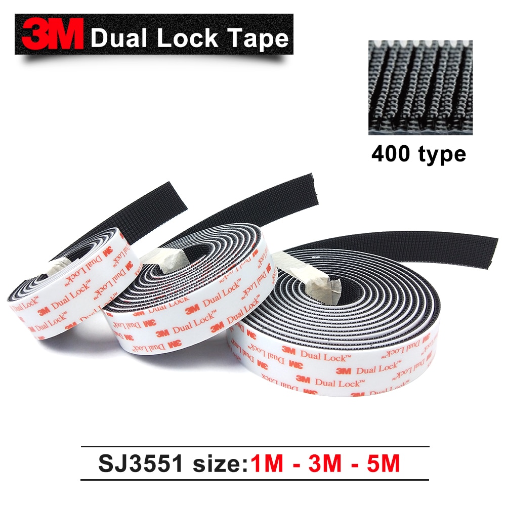 ประเภท 400 3M Dual Lock SJ3551 สีดํา VHB เห็ดกาวเทปยึดแบบใช้ซ้ําได้,1M/3M/5M