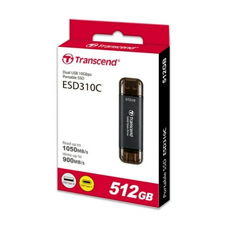 Transcend External SSD smallest 512GB : ESD310C : Type-A and Type-C connectors : รับประกัน 5ปี - มีใบกำกับภาษี-TS512GESD310C