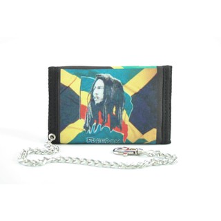 สินค้าราสต้า Wallet Fabric Chain Jamaica Flag กระเป๋าสตางค์ BOB MARLEY ﻿﻿4×5 นิ้ว มีสายโซ่คล้องกางเกง