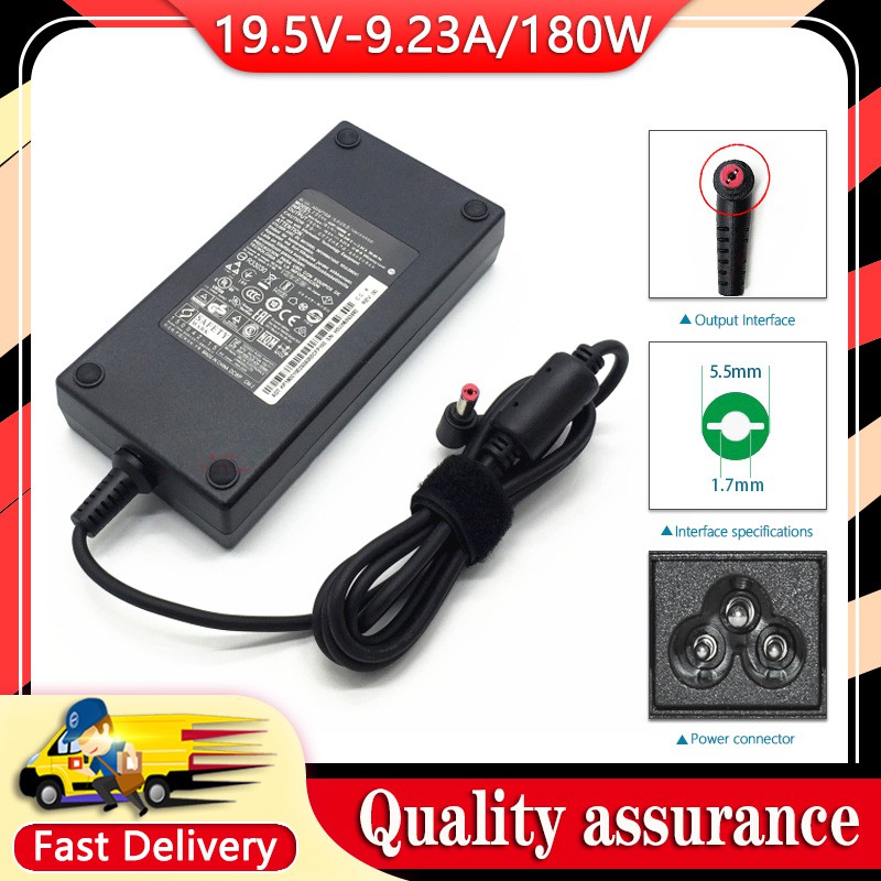 ใหม่ 19.5V 9.23A 180W 5.5 มม.*1.7 มม.อะแดปเตอร์แล็ปท็อปสําหรับ Acer Predator Helios 300 PH315 PH315-