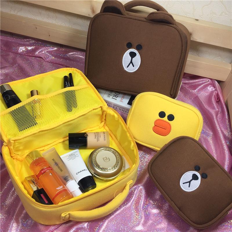 organizer cosmetic bag กระเป๋า กระเป๋าเครื่องสำอางเล็ก ๆ สีเหลืองของเป็ดสี่เหลี่ยม กล่องเก็บของ Large capacity storage