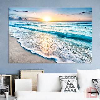 Raby Modern simple Nordic seaside Sunrise Beach ภาพจิตรกรรมไม่มีกรอบรูปสําหรับติดตกแต่งผนังบ้าน