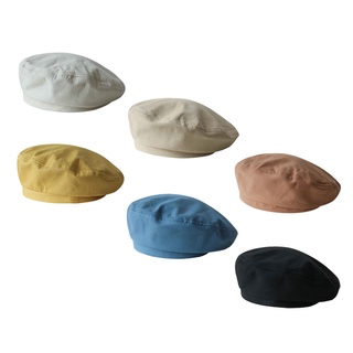 สุภาพสตรี Berets ผ้าฝ้ายสีทึบ All Seasons จิตรกรญี่ปุ่นหมวก Sweatband ปรับได้