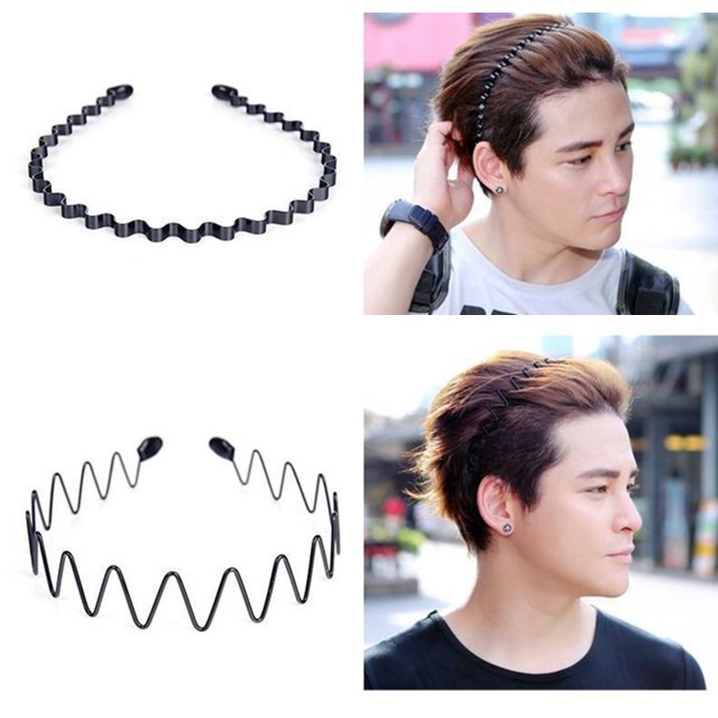 1 ชิ้น สร้างสรรค์ ไม่ลื่น โลหะสีดํา เกลียว ที่คาดผม หยัก ผู้ชาย ยืดหยุ่น กีฬากลางแจ้ง ที่คาดผม อุปกรณ์ผม