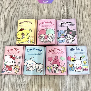 กระเป๋าสตางค์ใบสั้น หนัง PU ลายการ์ตูน Sanrio Cinnamoroll Melody Hello Kitty Kuromi หลายช่อง ใส่เหรียญได้ สําหรับผู้หญิง [RAIN]