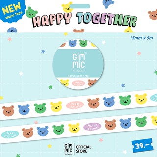 New Arrival  ✨Gimmic Washi Tape เทปวาชิ ลาย 🧸 Happy Together 💞 ขนาด 15mm x 5m