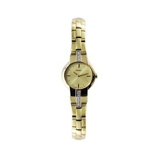 Seiko Womens Gold Tone Swarovski Dress Watch SUJG40P1 (Gold)