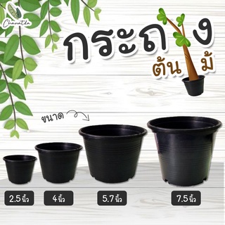 กระถางต้นไม้ สีดำ พลาสติกเหนียว ทนทาน มีหลายขนาด