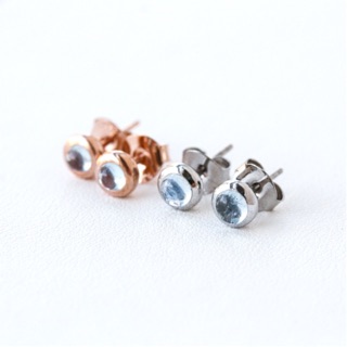 LUCY SUMMER Tiny Earring อะความารีน ตัวเรือนเงินแท้ Aquamarine