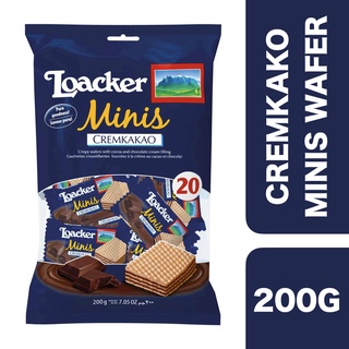 Loacker Wafer Minis Chocolate Flavour (Dark Blue) 200g ++ ล็อคเกอร์ เวเฟอร์มินิ สช็อกโกแลต 200 กรัม