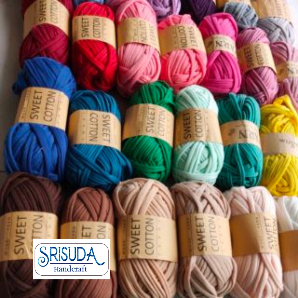 ไหมผ้ายืด Sweet Cotton 100กรัม T-shirt yarn มี 50สี กว้าง20mm/2cm