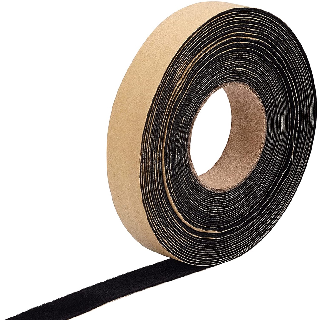 Beebeecraft 1Roll 20x1mm Black Velvet Adhesive Tape Felt Adhesive Strips for School Stationery