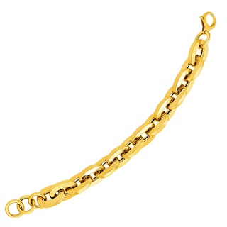 สร้อยข้อมือทองคำแท้14kรูปทรง Large Flat14k Yellow Gold Large Flat Link Bracelet พรีออเดอร์ pre-order ทัก chat ก่อนสั่่ง