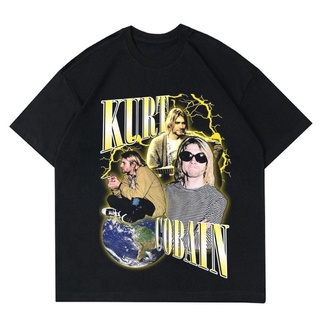 เสื้อยืดคอกลมเสื้อยืด ลาย Kurt COBAIN VINTAGE RAP | เสื้อยืด ลาย NIRVANA GRUNGE | เสื้อผ้าสีดํา ขนาดใหญ่S-4XL