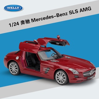 โมเดลรถยนต์จําลอง Welly Willy 1:24 Mercedes-Benz SLS AMG ของเล่นสําหรับเด็ก