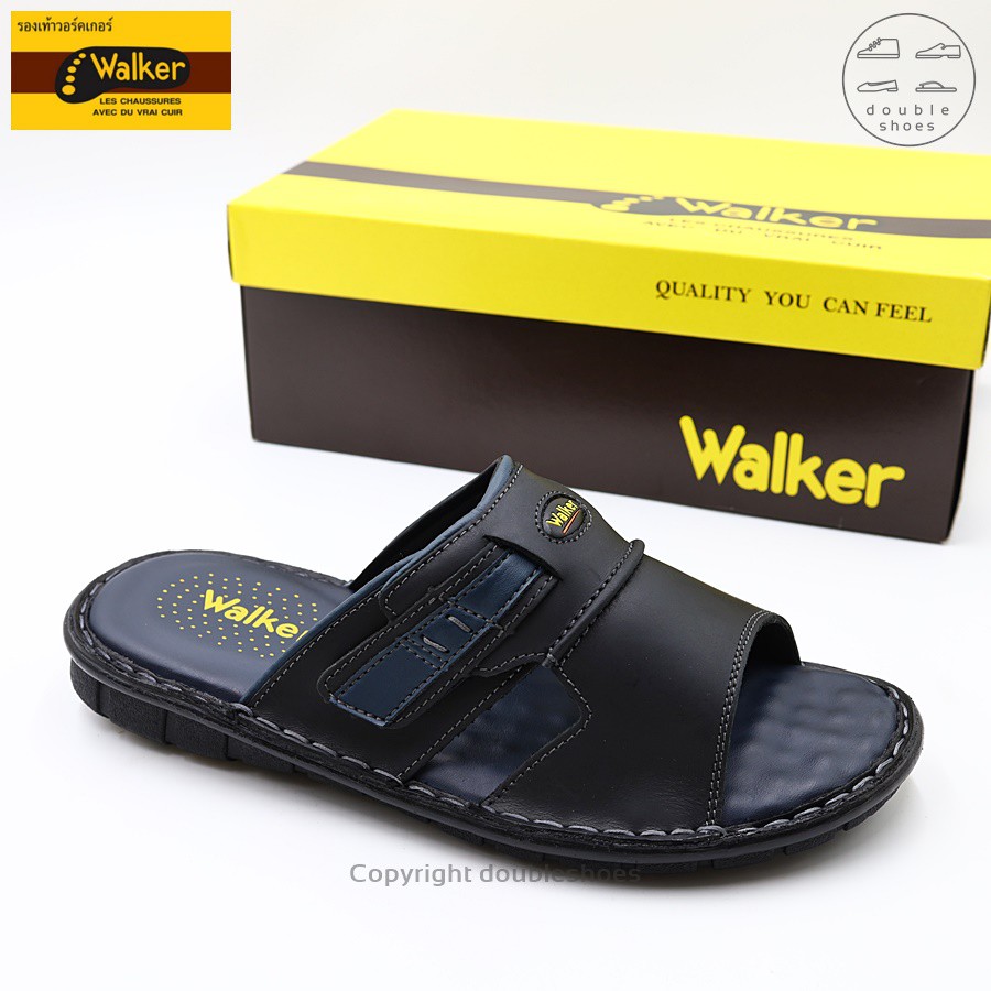 Walker รองเท้าแตะหนังแท้  แบบสวม ผู้ชาย รองเท้าสุขภาพ รุ่น WB727 สีดำ ไซส์ 40-44