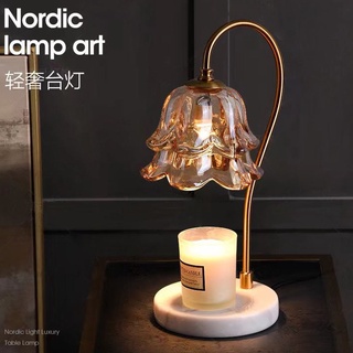 🌟 โคมไฟอุ่นเทียน 🌟 Nordic Ins ลมห้องนอนตะเกียงข้างเตียง Melting Wax Lamp Tulip ดอกทิวลิปดอกไม้หลอมเหลวเทียนที่หลอมเหลว