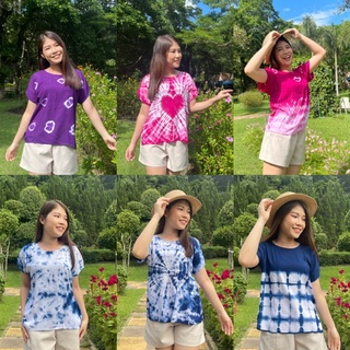 เสื้อมัดย้อมทรงคอปาดใส่สบายไม่ร้อน🧸