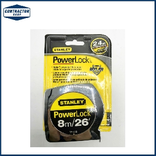 STANLEY สแตนเล่ย์ ตลับเมตร พาวเวอร์ ล็อค Power Lock ขนาด 8 เมตร รุ่น 33-428