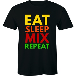 เสื้อยืดผ้าฝ้ายพิมพ์ลายขายดีกราฟฟิคเพลงดิสโก้ Eat Sleep Mix Dj กราฟฟิคดนตรี สําหรับวันขอบคุณพระเจ้า