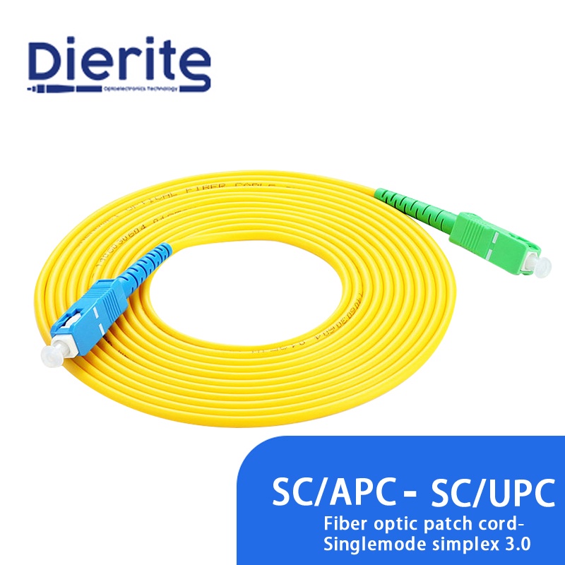 SC APC to SC UPC Singlemode Simplex Fiber Optic Patch Cable 3.0mm 9/125um FTTH Fiber Patch Cord Opti