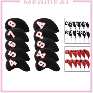 [MEGIDEAL] 10Pcs Golf Iron Headcover Waterproof Head Cover Golfer Protection 4-9,A~X