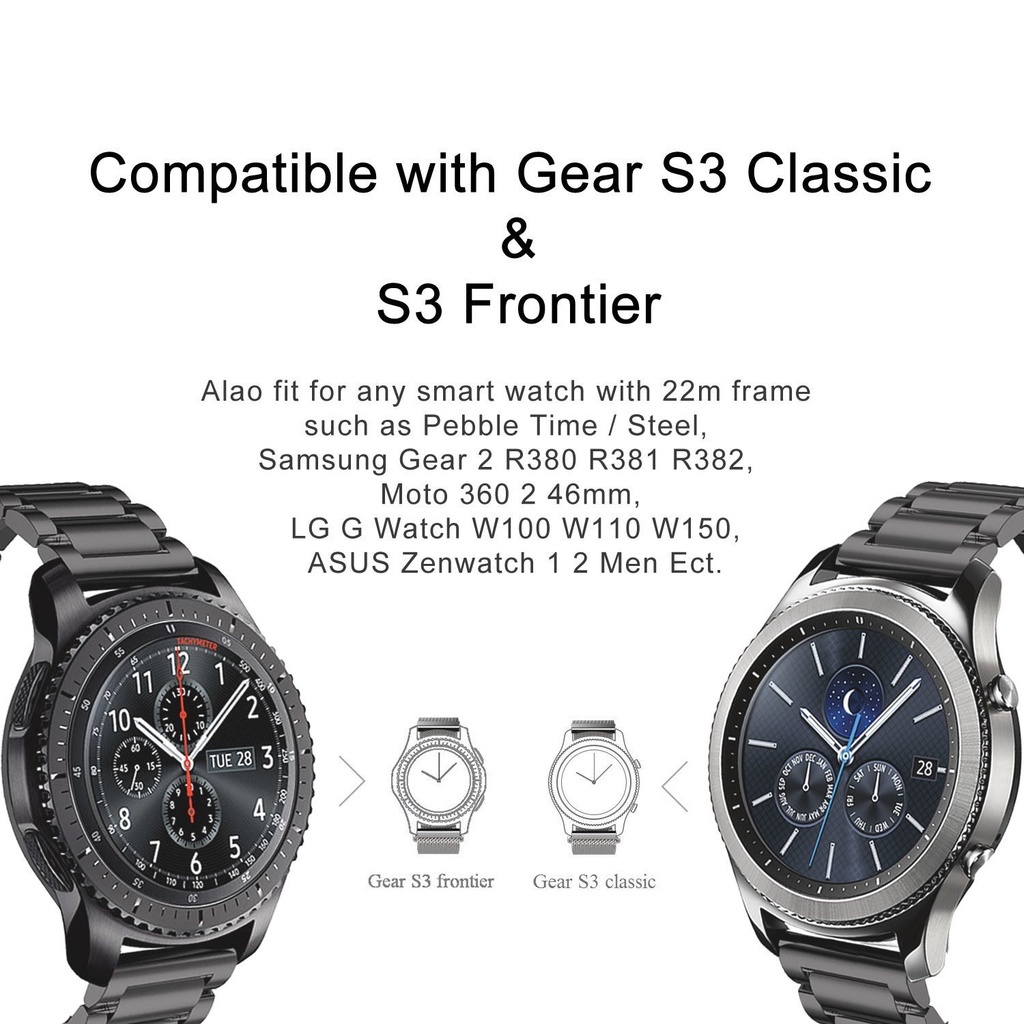 สายนาฬิกาข้อมือสเตนเลส 22 มม. 20 มม. พร้อมเครื่องมือ แบบเปลี่ยน สําหรับ Samsung Watch 3 Samsung Active 2 Gear S3 18 มม. 24 มม. Amazfit