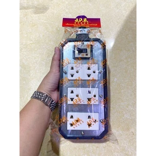 บล๊อคยางพาราแท้ JPS 6 ช่องเสียบ มีเบรคเกอร์ 4x8 BK ปลั๊กสนาม (Without power cord)