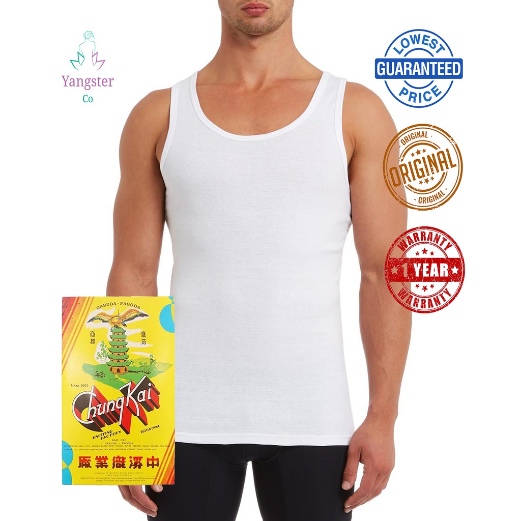 401 GARUDA PAGODA WHITE SINGLET/TANKS SINGLET PAGODA PUTIH /COTTON WHITE PAGODA SINGLETS/ TANKS
