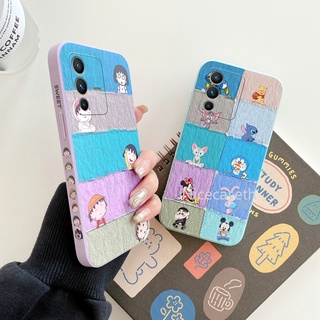 Soft Silicone Casing for VIVO V23 V23e 5G 2022 เคสโทรศัพท Colorful Lattice Cute Cartoon Phone Case เคส TPU Shockproof Phone Back Cover