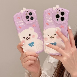 ✨ส่งเชือกเส้นเล็ก✨เคสไอโฟน14 Pro Max 13 12 11 เคส for iPhone 14พลัส หูกระต่าย หมีขาวตัวน้อย พกง่ายๆ การป้องกันการตก Case