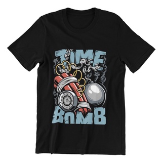 เสื้อยืดโอเวอร์ไซส์เสื้อยืดผ้าฝ้าย พิมพ์ลายกราฟฟิค Time Bomb ของขวัญวันเกิด สําหรับผู้ชายS-3XL