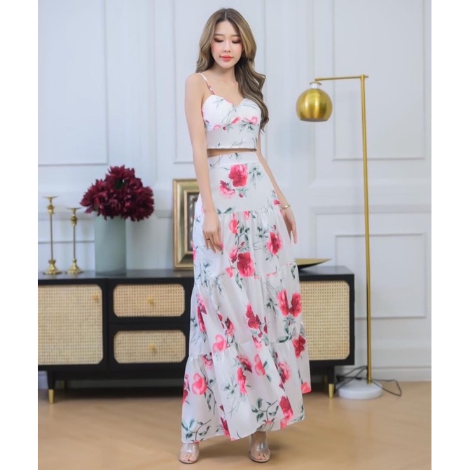 c88ขาวดอกชม 🌸เดรสไปเที่ยว🌸ชุดสวย🌸แฟชั่นเสื้อผ้า🌸ชุดสายเดี่ยว🌸กระโปรงยาว🌸ชุดไปงาน🌸ชุดออกงาน🌸ชุดไปทะเล