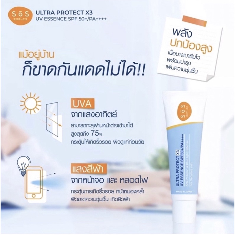 SOS Ultra Protect X3 UV Essence SPF50PA30ml.SōS เอะสึ โอ เอะสึ อัลตรา ...