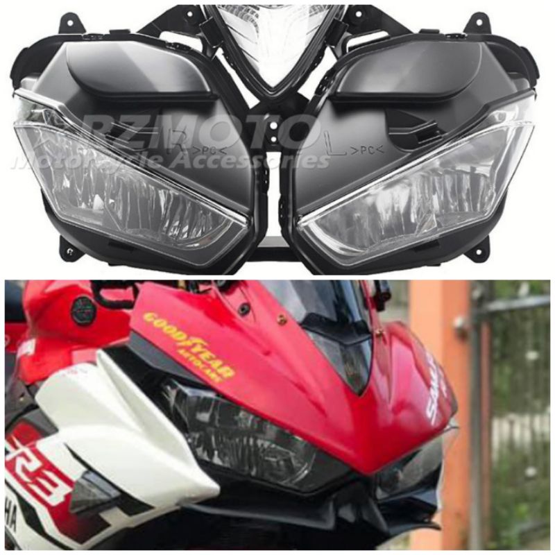 โคมไฟหน้า yamaha r3 ชุดโคมไฟหน้า yamaha r3 ปี 2015 ถึง 2018 YZF yamaha r3 จำหน่ายไฟหน้ารถบิ๊กไบค์ทุก