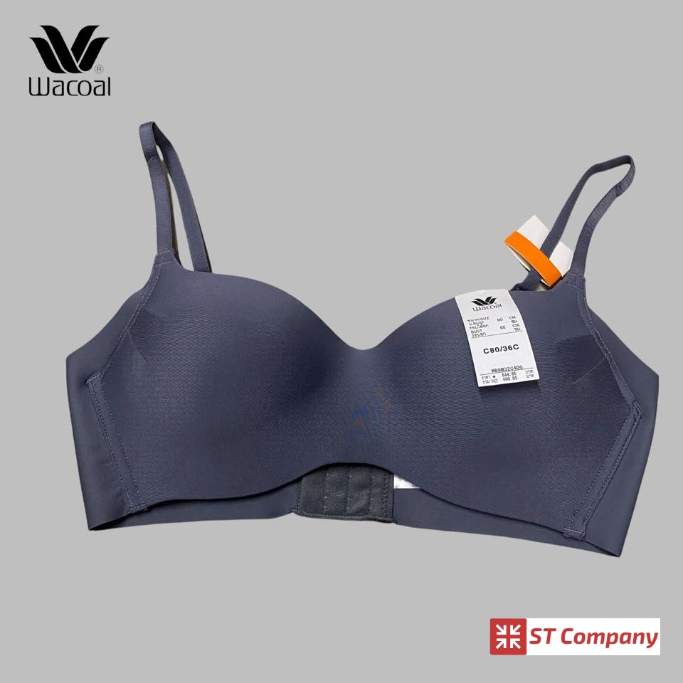 เสื้อชั้นใน Wacoal Basic Bra สีเทาเข้ม (Dark Grey) รุ่น WB9M32 บราไร้โครง ยกทรงไม่มีโครง เสริมฟองบาง
