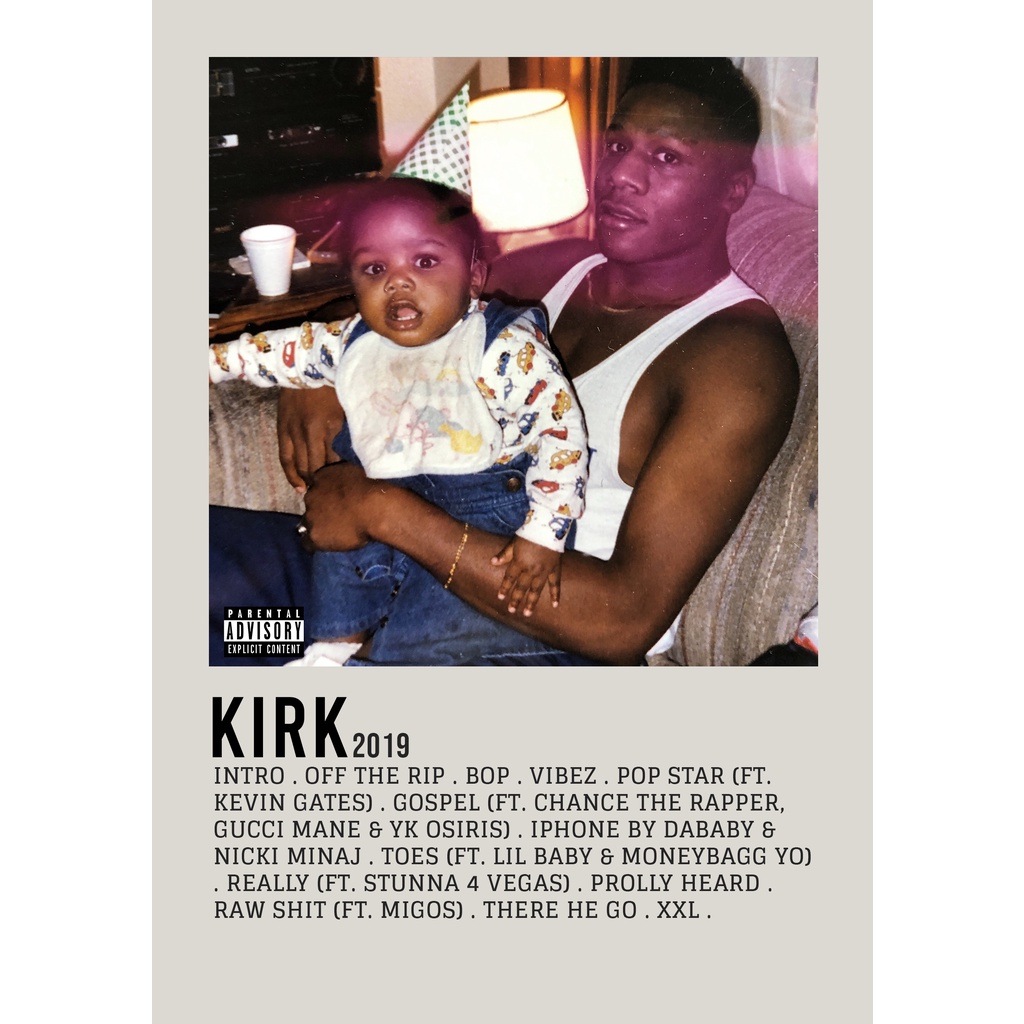 โปสเตอร์ปกอัลบั้ม KIRK by DaBaby สําหรับห้อง/บาร์เบอร์ยิม