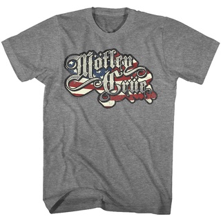 T-shirt  เสื้อยืด พิมพ์ลายธง Motley Crue Crue Flag Graphite Heather สําหรับผู้ใหญ่S-5XL