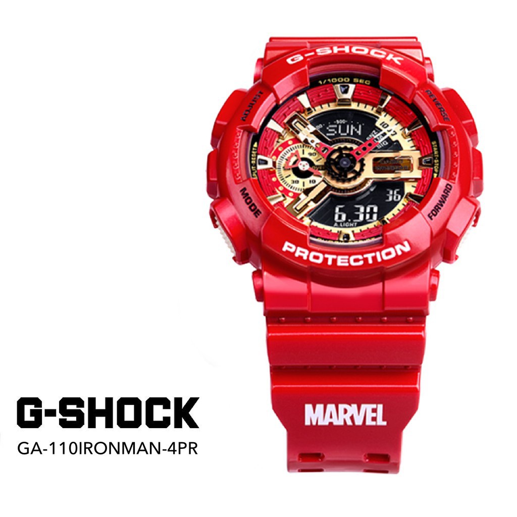 นาฬิกา dw นาฬิกา casio ผู้ชาย นาฬิกาผู้ชายข้อมือผู้ชาย Casio G-Shock Avengers Limited GA-110IRONMAN-4 (แดง) รับประกันร้า